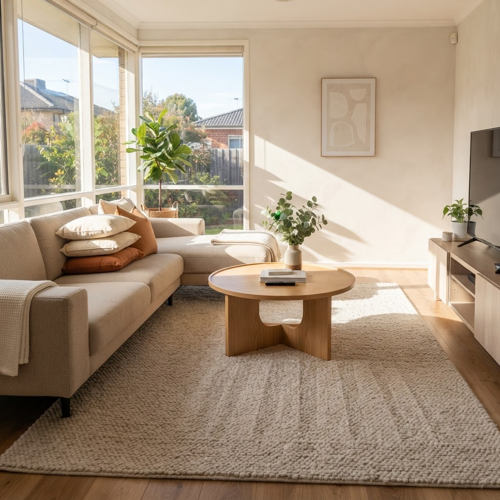 Bright tidy living room after a standard house cleaning